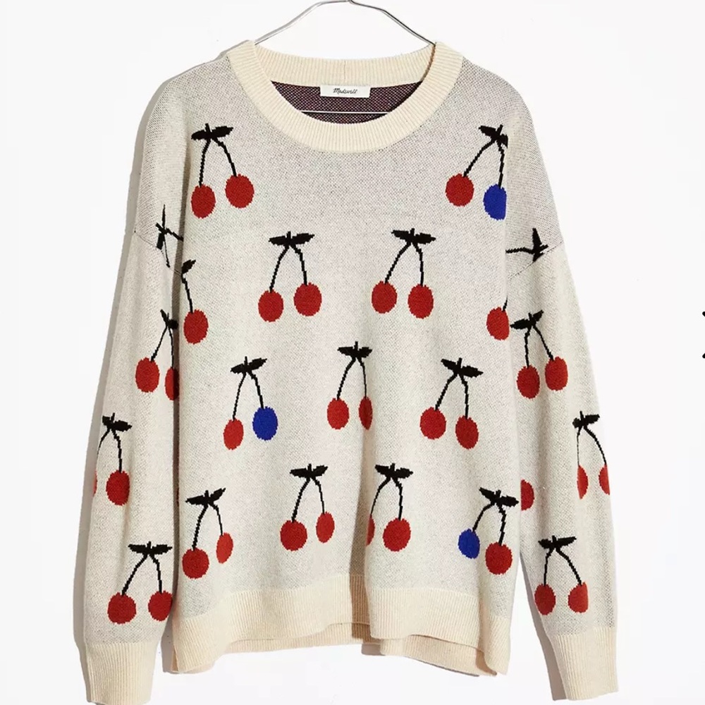 Madewell cherry pullover sweater